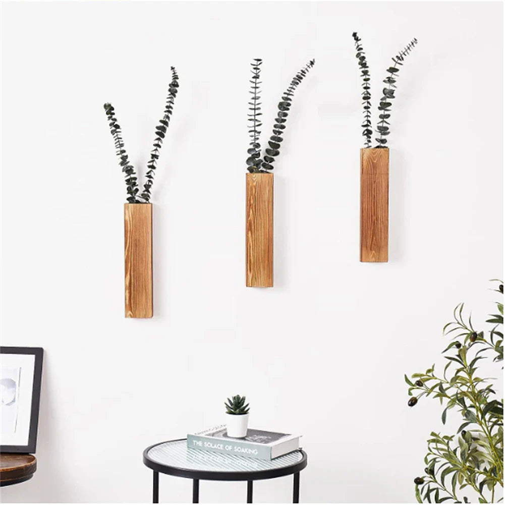 Wooden Wall Pocket Hanging Vases