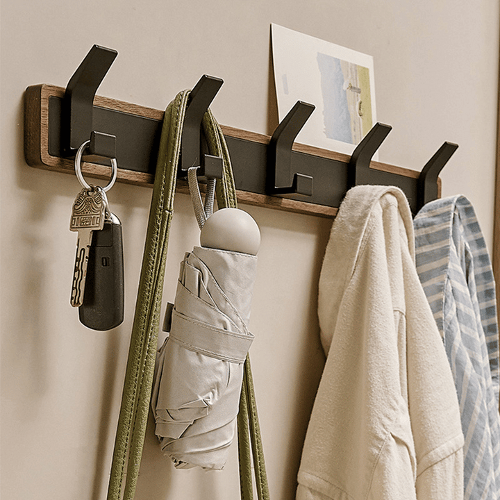 Modern Walnut Coat Rack Hooks