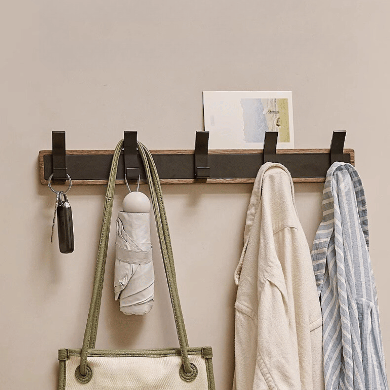 Modern Walnut Coat Rack Hooks